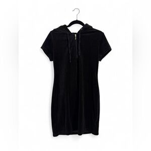 Juicy Couture Black Velour Short Sleeve Hooded Dress - Size US L